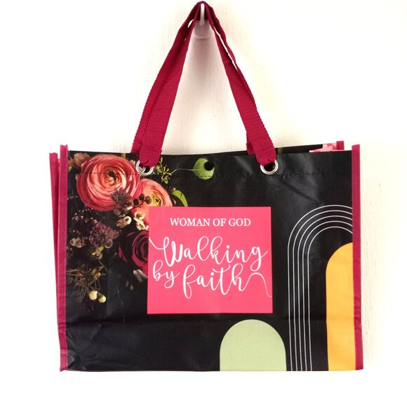 CTA Reusable Tote Bag - Woman of God Walking by Faith 14 x 10.5 x 4.5 - Picture 1 of 8